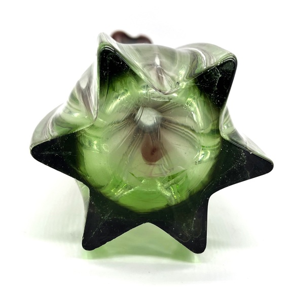 Vintage MCM Merano ? Vase With Sticker Green Purple Mundblown Glass Mid- Century - Picture 4 of 4